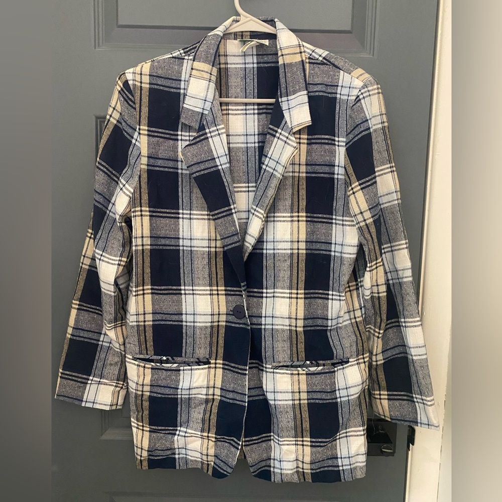 Vintage Plaid Blazer Jacket